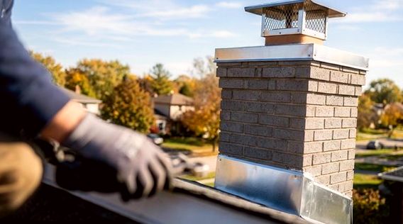 Mounting a stainless cap on a block chimney in Edison