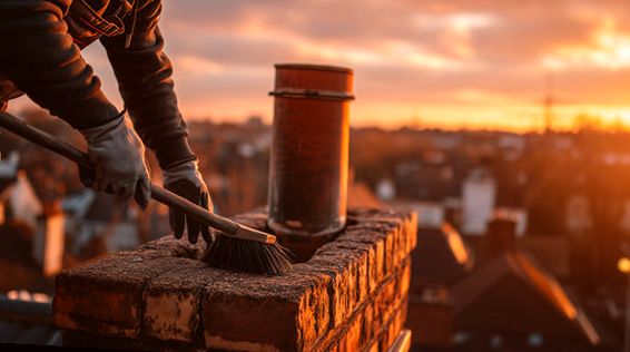 Chimney stack worked at evening light in Edison NJ